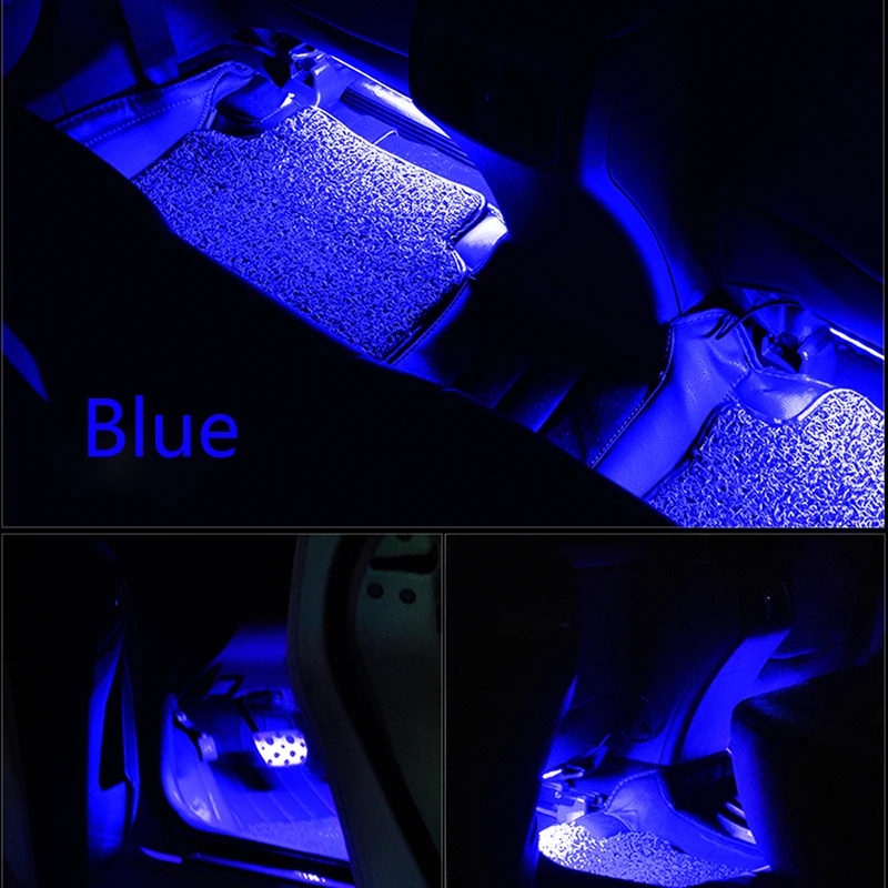 Автомобильный RGB Светодиодные Ленты Декоративные Атмосферу полосы света авто RGB путь напольный светильник Вики дистанционного Управление 12V