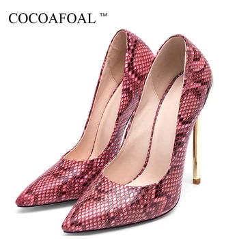 

YECHNE Stiletto Women Snakeskin Pumps Wedding Hooks High Heels Shoes Party Lady Snakeskin Shoes Fashion Sexy Punctual Teen