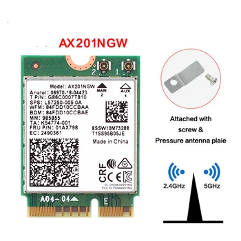 

Wireless Wi-Fi WLAN 2400Mbps Network Card Adapter For AX201 AX201NGW NGFF M.2 Key E CNVIo2 With BT5.0 For Win10 Laptop