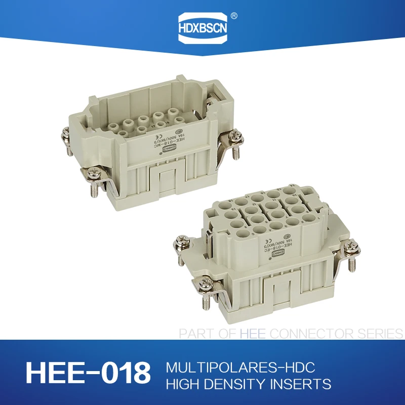

HDXBSCN Heavy Duty Connectors HDC-HEE-018-MC/FC 18pin 16A 500V Industrial rectangular Aviation connector plug