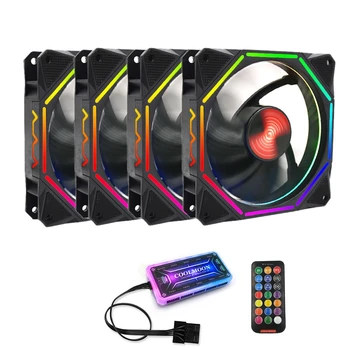 

COOLMOON F-LL1 Computer Case PC Cooling Fan RGB Adjust 120mm Quiet + IR Remote New Computer Cooler RGB CPU Case Fan Four In One