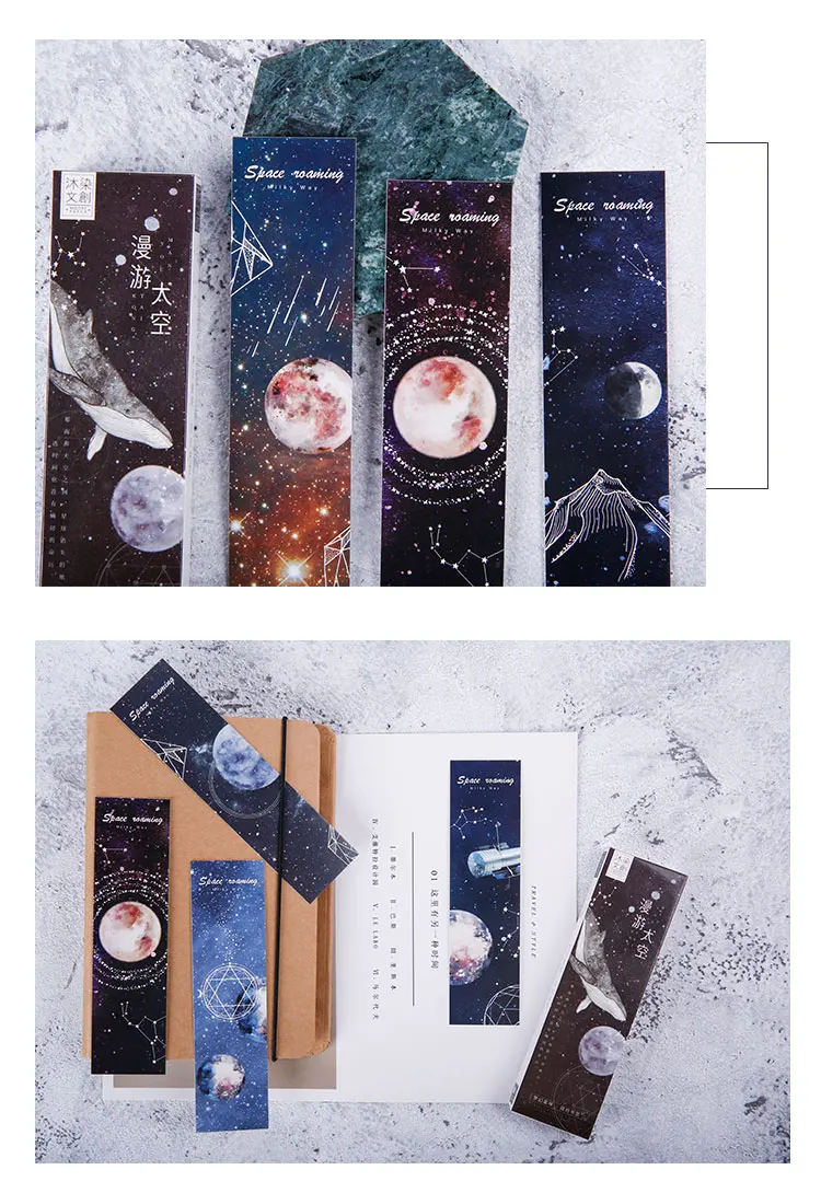 30pcs Bookmark Roaming Into Space Bullet Journaling Accessories Aesthetic Planet Astronaut Gifts Student Supplies Book Marker