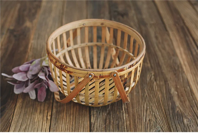 bamboo Hollow basket Реквизит для фотосъемки новорожденных Ретро бамбуковая пустотелая корзина кровать детская Фотостудия аксессуары для новорожденный реквизит для ребенка мальчика - Цвет: bamboo Hollow basket
