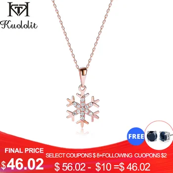 

Kuololit Natural Diamond Solid 10K Gemstone Pendants For Women Luxury Rose Gold Snowflake Engagement Fine Jewelry Christmas gift