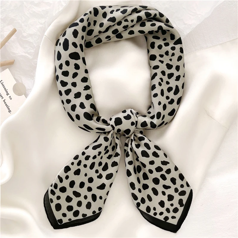 Luna&Dolphin Women Vintage Print Scarf 70x70cm Houndstooth Zebra Chiffon Silk Feeling Headbands Bandana Bag Neckerchief Hijab 6