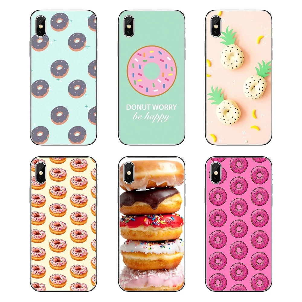 

For Samsung Galaxy Note 8 9 S9 S10 A8 A9 Star Lite Plus A6S A9S Transparent TPU Covers Doughnut doughnuts Cookies Sweet Sprinkle