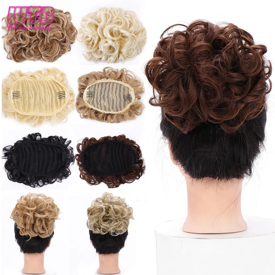 WTB Synthetic Wavy  Comb Clip In Hair Pieces Chignon Elastic Band Chignon Hair Extensions for Women Hair Accessory