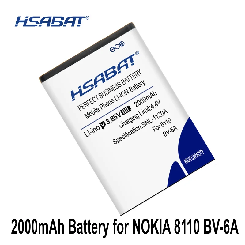 HSABAT 2000mAh BV-6A Battery for Nokia Banana 2060 3060 5250 C5-03 8110 4G HSABAT 2000mAh BV-6A Battery for Nokia Banana 2060 3060 5250 C5-03 8110 4G