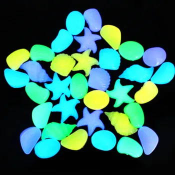 

10pcs Colorful Luminous Starfish Conch Shell Shaped Glowing Stones Decorative For Garden Aquarium Fish Tank Pool Landscape
