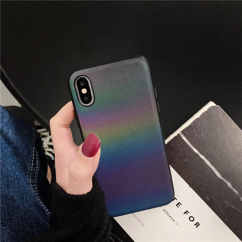 

Gradient Leather Reflective Unique Elegant Ultra-light Super Durable Full Protective Case Cover for Iphone X 6 6s Plus 7 8 Plus