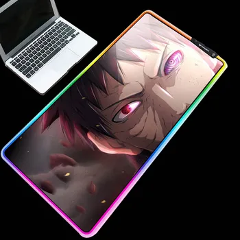 

ZSUXTC RGB large size anime mouse pad Naruto series pattern table mat home high quality non-slip LED lighting keyboard mat