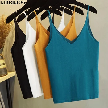 

LIBERJOG Women Camisole Casual Loose Summer T Shirts Cool Elastic Knitted Bottom Tops Plus Size Insidewear Female Outwear Befree