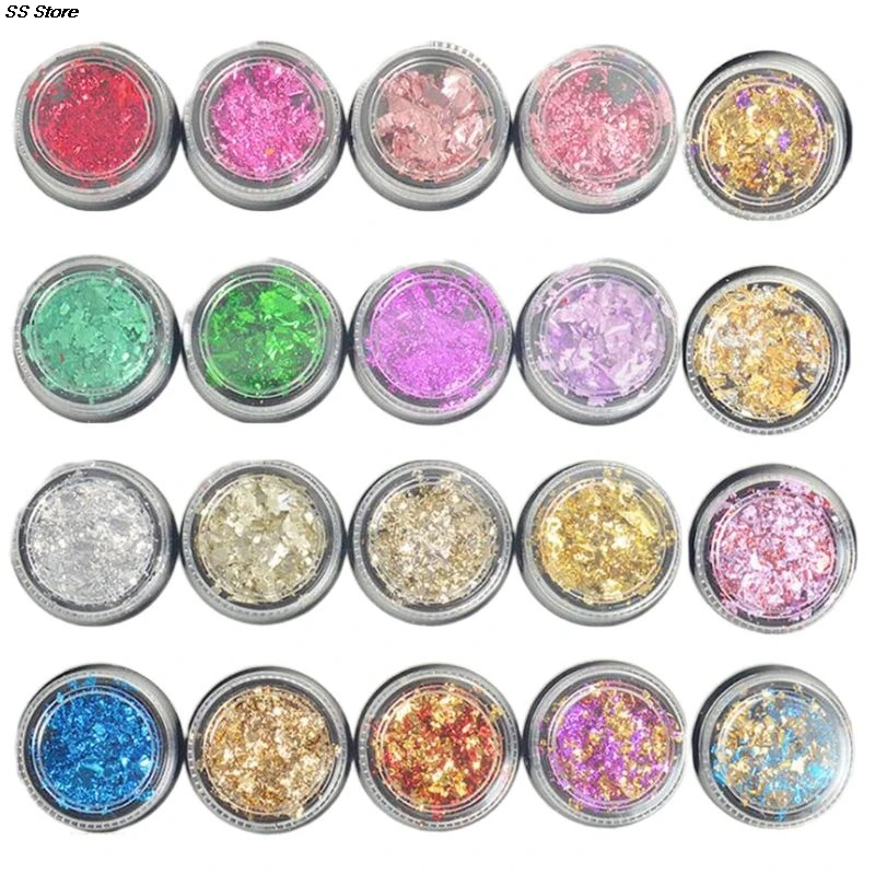 

20 Colors Nail Art Color Glitter Paper Sheet Flake Irregular Foil Paillette Chip DIY Fingers Decoration Sticker