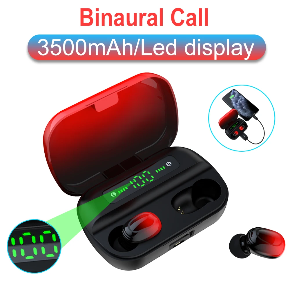 

Q61 TWS Wireless Bluetooth 5.0 Earphones IPX7 Waterproof headphones 3500mAh charging case 9D Stereo headset LED Display Q82 q32s