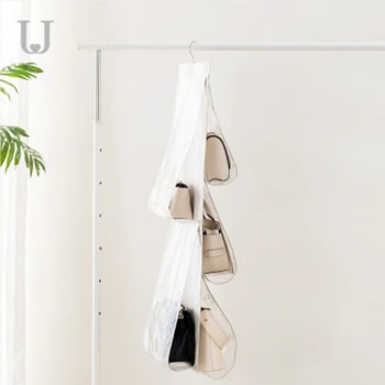 

JJ Clothes Bag Hanging Transparent Storage Bag Clothes Bags Toys Cleaning Drying Rack Foldable Clothes Hangers Holder Organizer