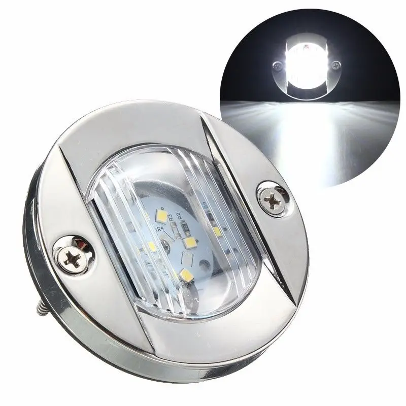 Boat Navigation Stern Light Marine RV Cabin Flush Mount White LED Lights Round Dia. 75mm/2.25inch, Waterproof