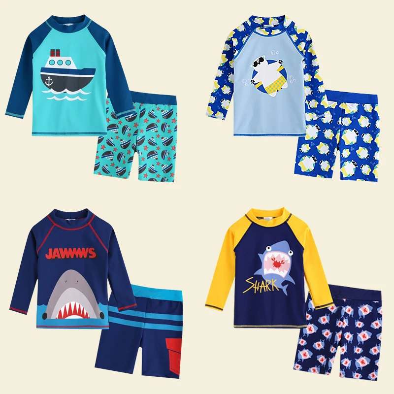 Children's Swimsuit Boys' swimsuit split long sleeve sunscreen quick drying Korean baby cute swimsuit