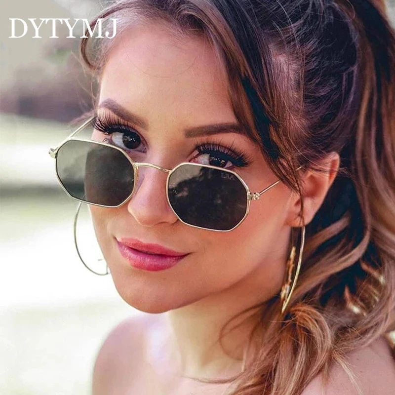 

DYTYMJ Metal Small Sunglasses Women Retro Small Frame Polygon Women Sunglasses Brand Designer Glasses for Men Gafas De Sol Mujer