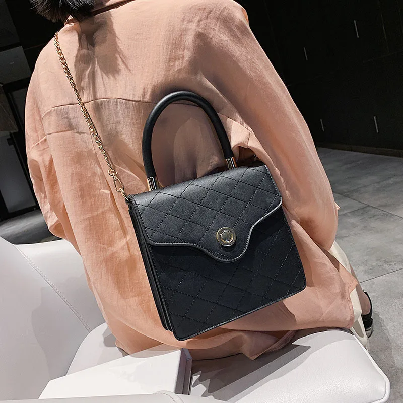 

Ins packet 2019 new Korean version of Joker ladies texture diagonal fashion retro chain small square bag