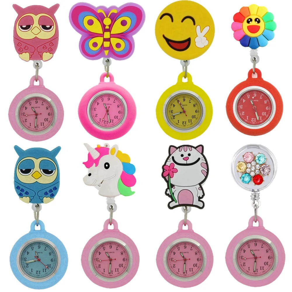 Pocket Watches Nurse Brooch Gift Doctor Hospital-Lanyard Animal Hang Retractable Cartoon