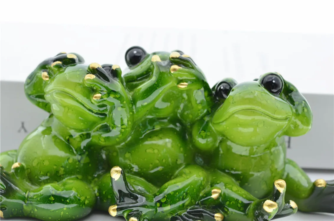 MYBLUE Kawaii Dont Talk Dont Listen Dont Look Frog Figurine Miniature Fairy Garden Nordic Home Room Decoration Accessories