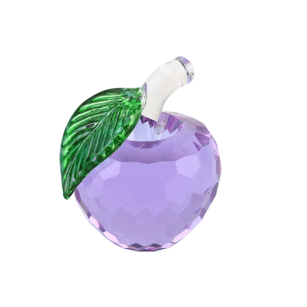 Purple Хрустальное яблоко настольные украшения офисный Настольный Рождественский подарок 9 цветов 40 мм пресс-папье DIY домашнее украшение 3D фигурка - Цвет: Purple