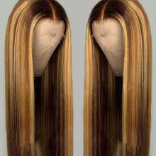 13*4 Длинные страгихт Омбре невидимые основные цвета кружева передние человеческие волосы парики для женщин бразильские волосы remy парик отбеленные узлы