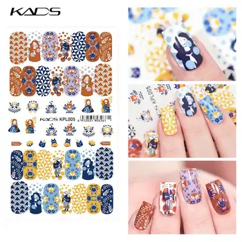

KADS Nail Water Decals Artist Dotticure Geometry Pattern Water Transfer Nail Sticker Sliders 3D Manicure Sticker Large Big Sheet