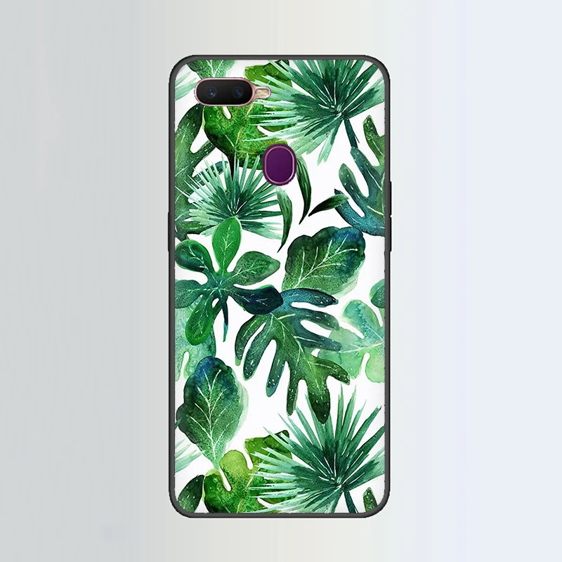 Тропические растения и листья силиконовый чехол для телефона для OPPO R17 R15 F11 F9 Pro R11s A77 R11 R9s F9 F7 A73 A83 A59 A39 A5 - Цвет: B1