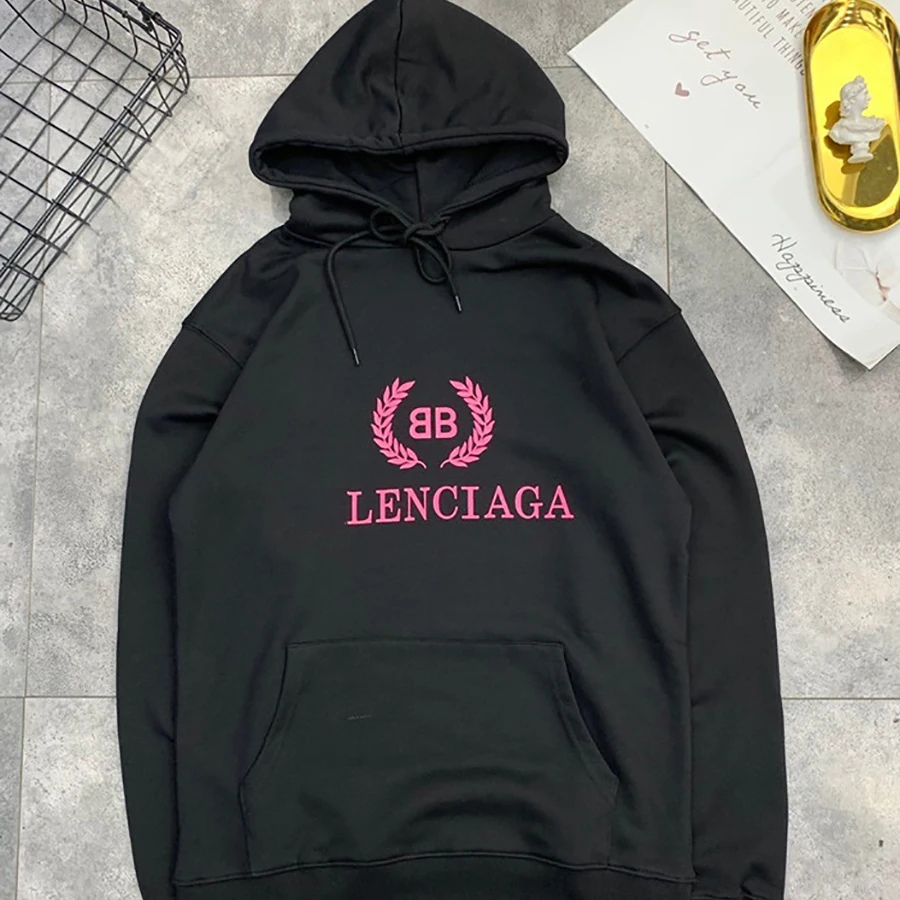 

2019 Autumn Winter Solid Women Hoodies and Sweatshirt B Letter Wheat Ears Pattern Print Simple Design Hooded Sweatshirt