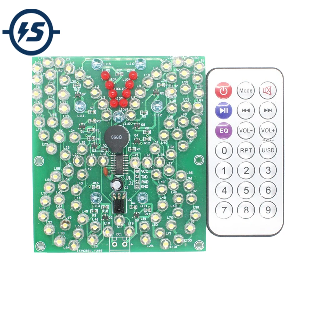 Music LED Flashing DIY Kit Remote Control Butterfly Shaped Fun Electronics Welding Practice Training Suite DC 3.7V~5.5V | Электронные