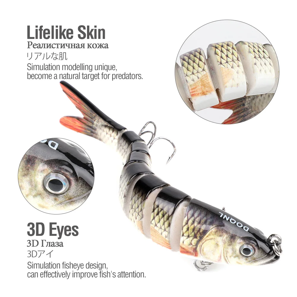 DONQL 13.8cm 26g Wobblers Fishing Lure Crankbait 8 Segments Hard Artificial Jointed Fishing Bait Sinking Swimbait Fishing Tackle (3)