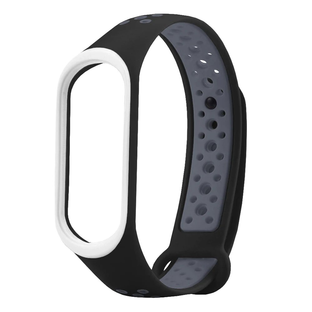 Для Xiaomi mi Band 3 4 ремешок силиконовый двойной цвет mi band 3 4 ремешок mi band 4 аксессуары Замена для Xiaomi mi Band 4 Band - Цвет: Black Gray