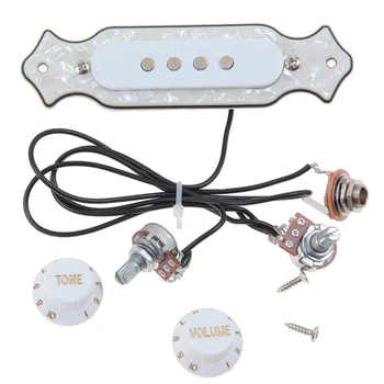 

White Guitar Sound Hole Pickup Pre-Wired Pickup Set Up Pots Knobs Jack Soundhole Pickup