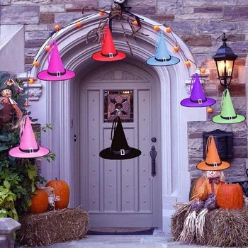 

Witch Hat for Outdoor Yard Tree Halloween Decor 8 Colors Witch Decorations Lights Battery Operated Hanging Lighted Glowing D30