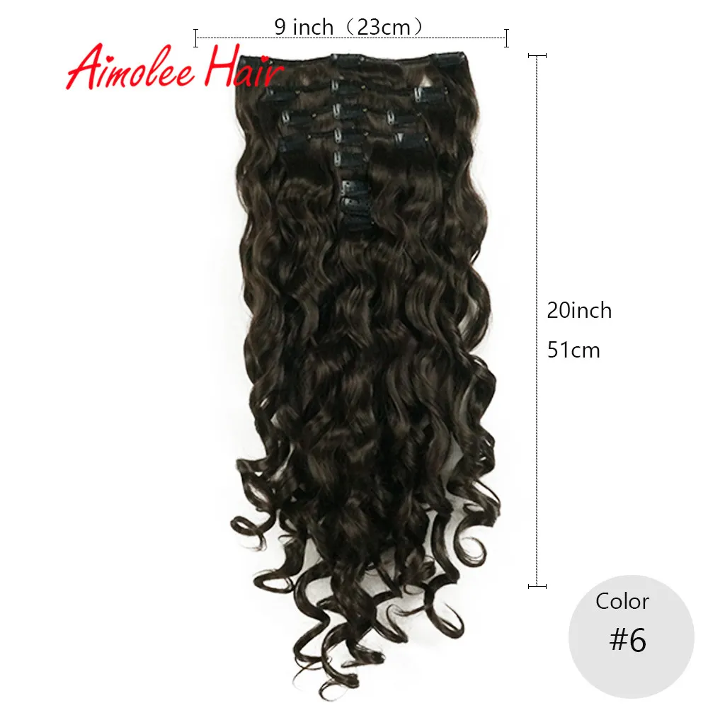 6 Chestnut Brown 20 дюймов 8 шт./компл. натуральные Синтетические длинные волнистые волосы, парик, заколки, заколки для волос, трессы, волосы на заколках для наращивания 20 Цвет 16 клип высокого Температура волокна - Цвет: 6 Chestnut Brown