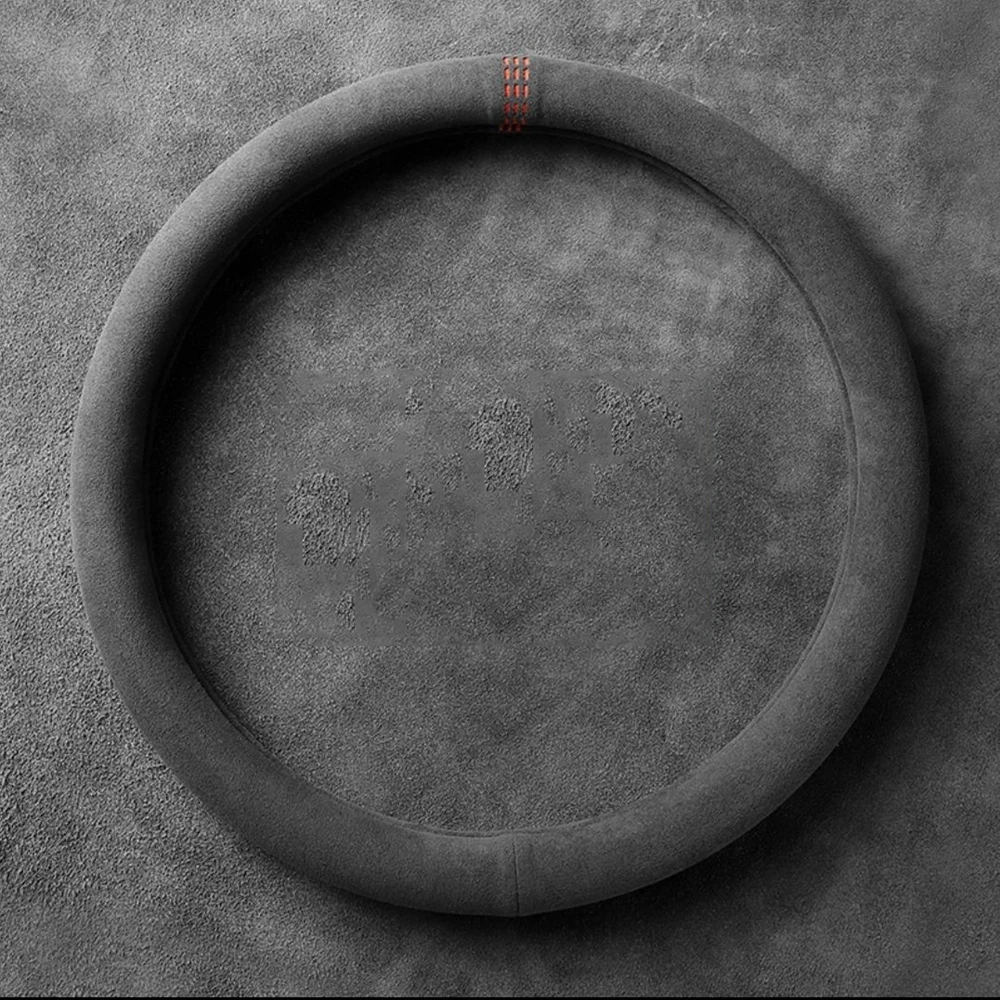 Black Cowhide Suede Car Steering Wheel Cover For Honda Civic Crv Hrv Accord Jade Crister