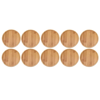 

10Pcs Bamboo Macetas Planter Plant Saucer Cactus Plant Pot Tray Round Plant Pot Tray for Modern White Ceramic Flower Pot