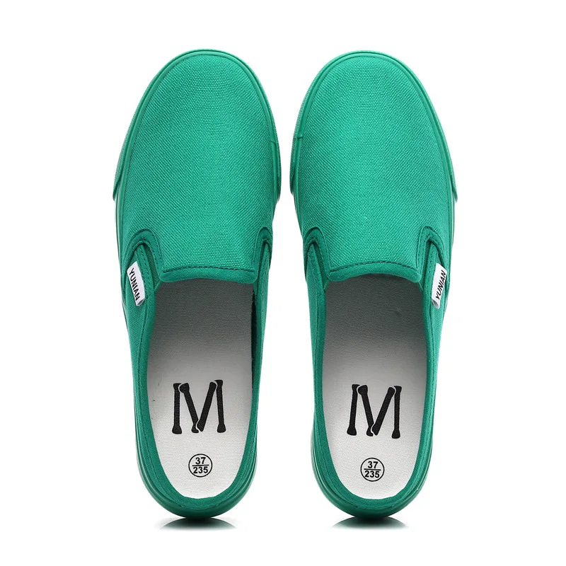 New Spring Summer  Canvas Shoes Half Slippers Casual Flat Shoes Youth High Quality Latex Insole Women Sneakers Zapatillas Mujer