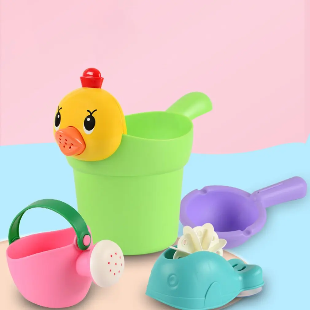 Мягкий клей детские игрушки для купания пляж воды играть 4 набора разбрызгиватель для цветов Детский чайник Набор Лопата ведро
