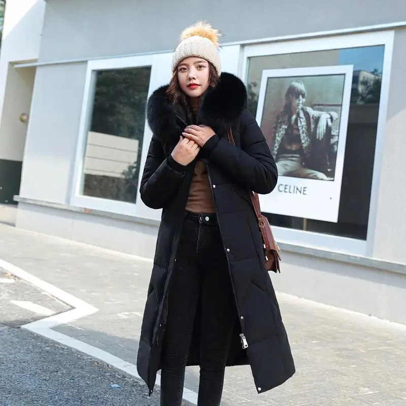 

WYWMY Winter Long Parka Jacket Women Fur Hooded Casual Coat Women's Jacket Oversize Warm Black Puffer Jacket Outwear Down Jacket