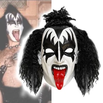 

Kiss Gene Simmos Mask The Demon Costume Accessory Cosplay Masks Latex Mascaras Deluxe Halloween Mascarillas Face Masques Adults