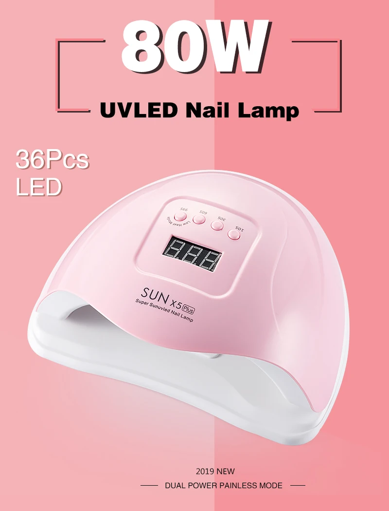 УФ лампа SUN x5 Plus Светодиодная лампа для сушки ногтей ЖК-дисплей 80 Вт Сушилка для ногтей лампа для маникюра Гель-лак автоматический датчик таймер УФ кабина