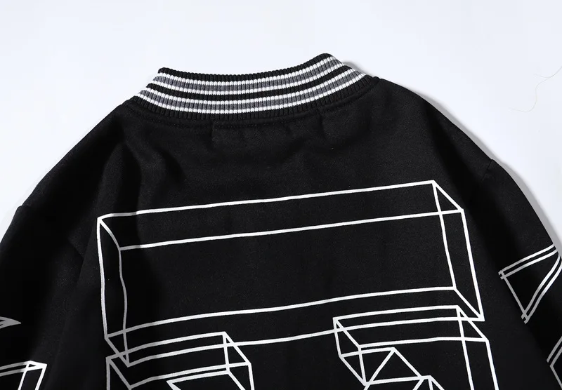 

Off Ow White New Style Lines Arrowhead Sketch Men's Autumn And Winter Baseball Bat Jacket