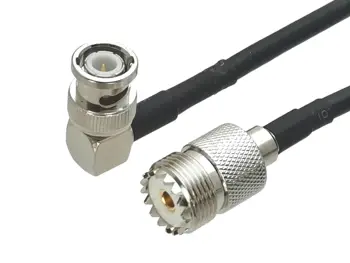 

1Pcs RG58 UHF SO239 Female Jack to BNC Male Right angle Connector RF Coaxial Jumper Pigtail Cable For Radio Antenna 6inch~40M