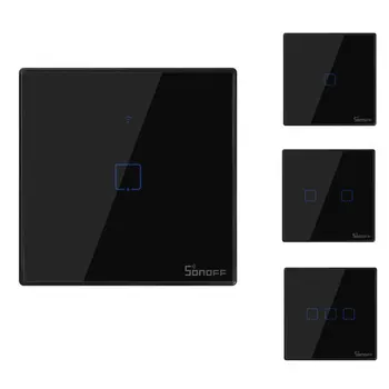 

SONOFF T3 1/2/3 Gang TX Series Wifi Light Switch Toughened Glass Surface Smart Supplies UK Standard