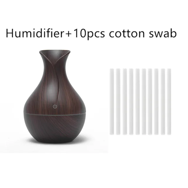 Mini Electric Air Humidifier USB Ultrasonic Aroma Essential Oil Diffuser Wood Grain Cool Mist Maker LED Light For Home Office S10