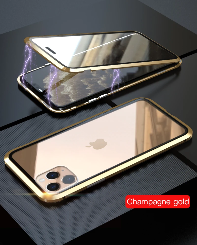 LUPHIE двусторонний стеклянный чехол для телефона для iPhone 11 Pro Max с магнитной адсорбцией металлический бампер чехол для iPhone 11 pro Роскошный чехол
