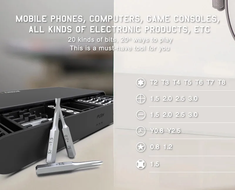 New Product JM-8170 Portable DIY Electronic Maintenance Magic Screwdriver Box Kit with Replaceable Driver Bits for Home Repair