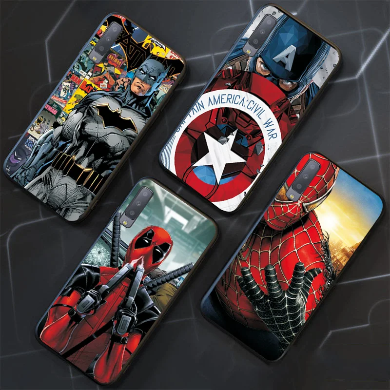 Black TPU Phone Case For Samsung A6 A9 A750 2018 A8 Plus Marvel Avengers A10 A20 A30 A50 A60 A70 A2 Core Cover |